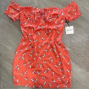 Superdown Red Cherry Off-Shoulder Top